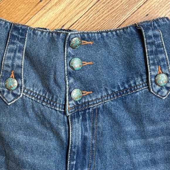 Monthorigin High Rise Wide Leg Jeans Button Front Raw Hem Boho Y2K 28x28 - Picture 2 of 14